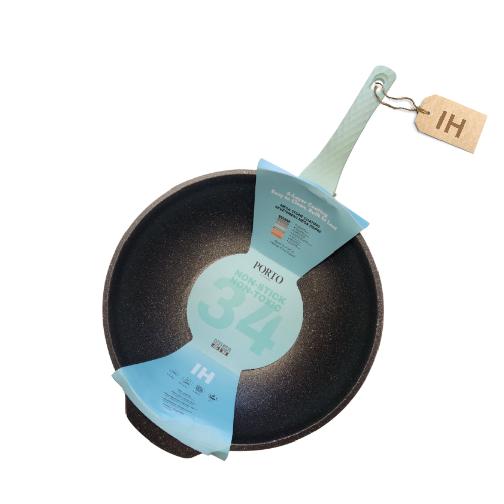 Porto IH Mega Stone Wok 34cm - Ocean Blue