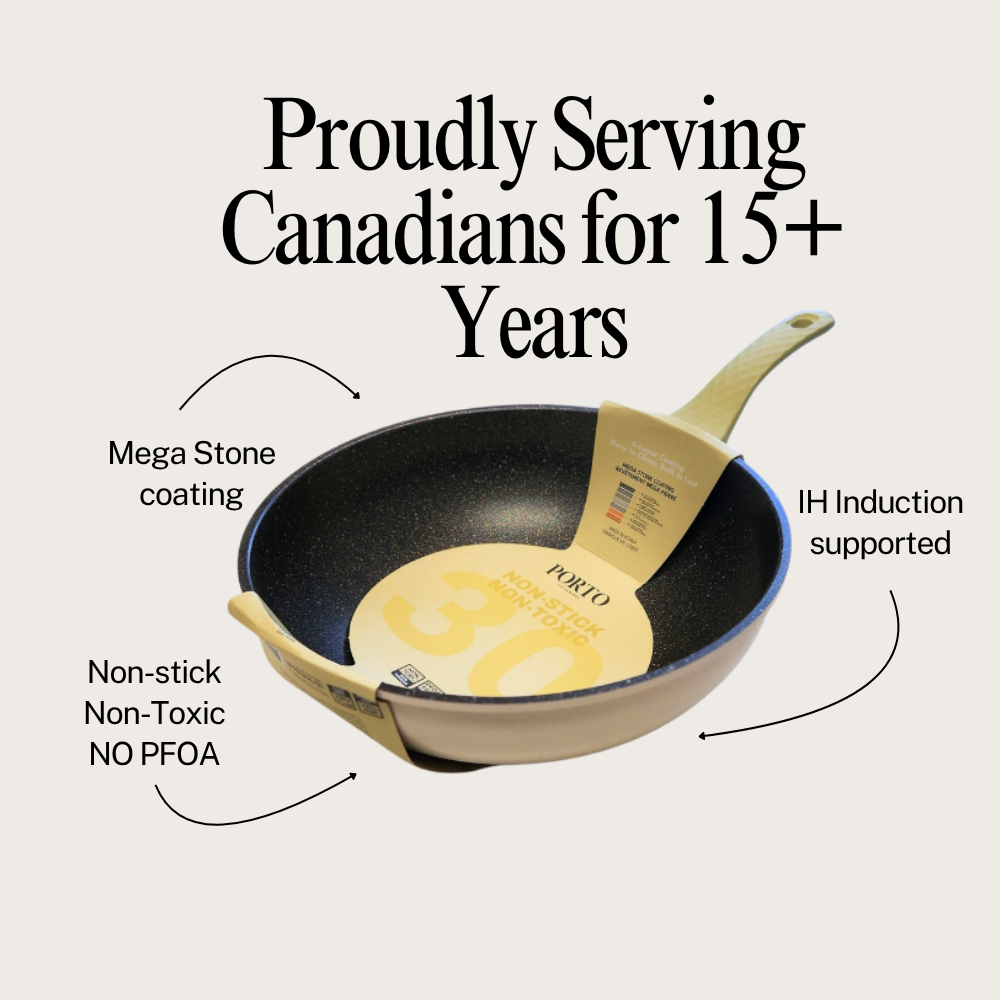 Porto IH Mega Stone Wok  30cm(5.4liter)-Oat Ivory