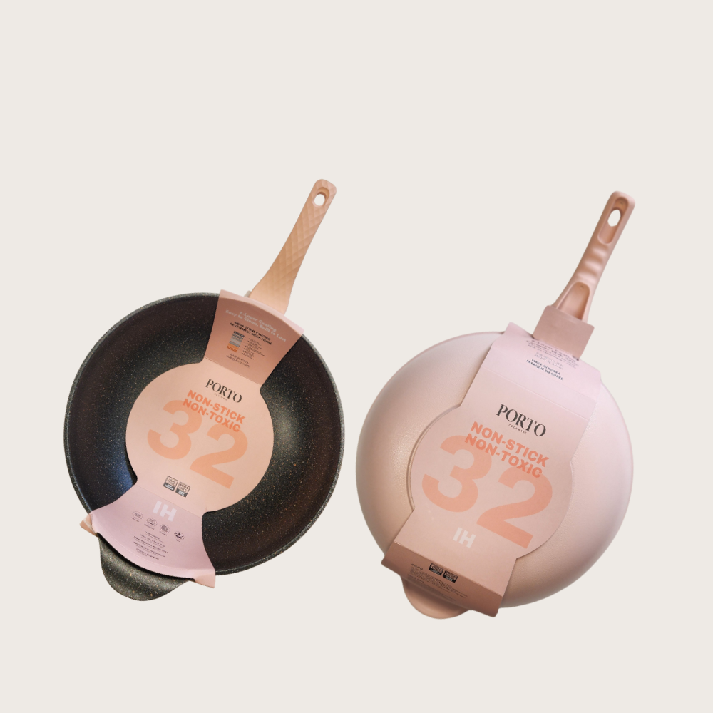 Porto IH Mega Stone Wok 32cm (6.9 Liter)-Rose Pink