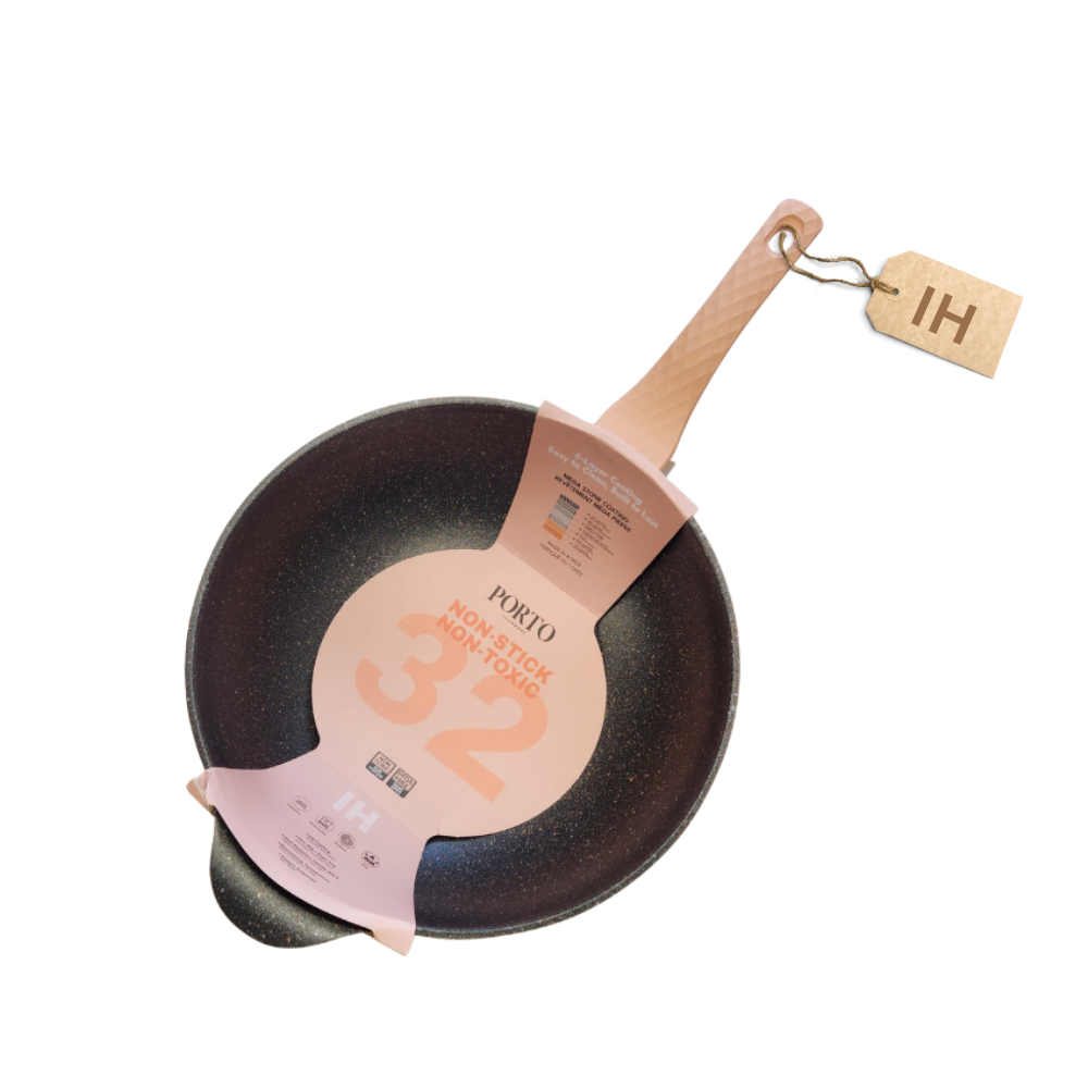 Porto IH Mega Stone Wok 32cm (6.9 Liter)-Rose Pink