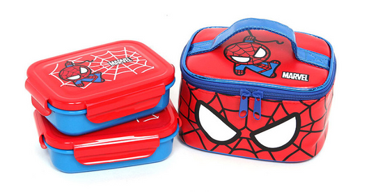 Marble Double Stainless Lunch Set - Spider Man